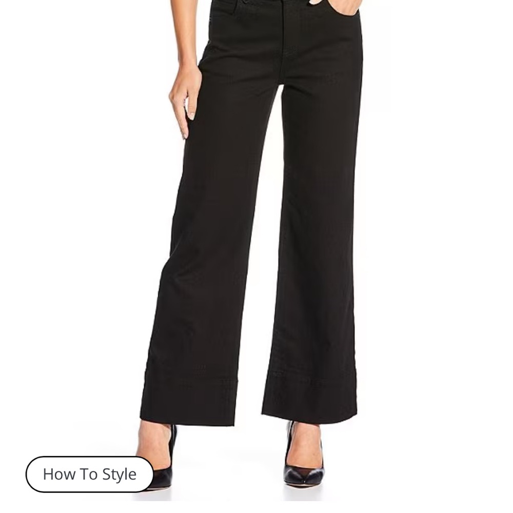 Gibson & latimer Perfect Fit Twill Mid Rise Wide Leg Jeans 14 NWT black